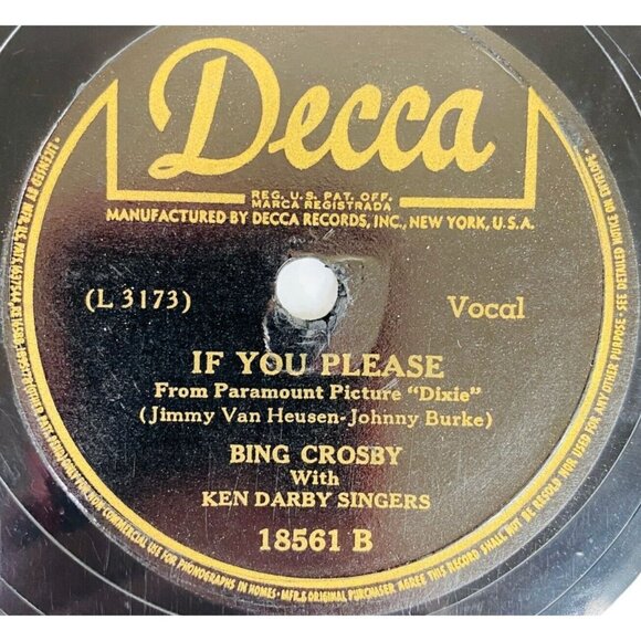 Bing Crosby - Sunday, Monday Or Always / If You Please - 18561 Decca 78 RPM 10" - Picture 4 of 4